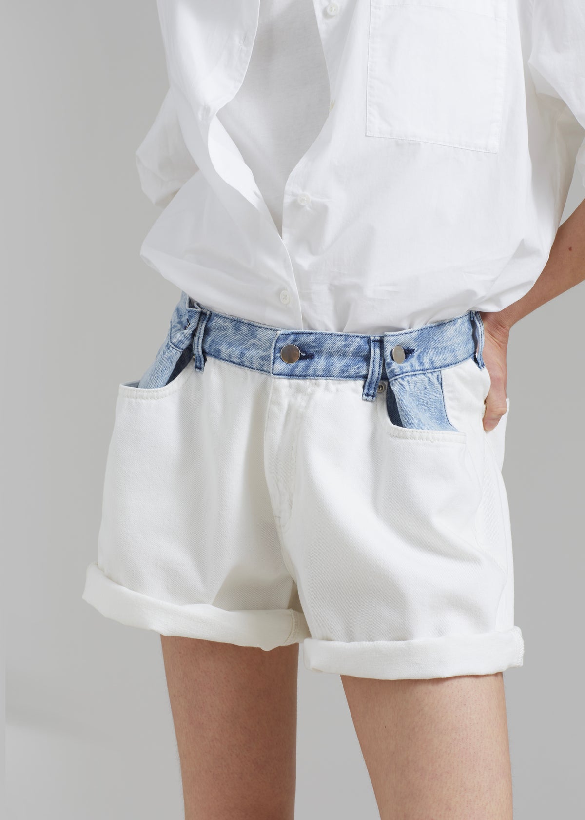 Shorts receive - discount Frankie more Denim Contrast Shop The you larger you White/Blue the The buy, Hayla will Off