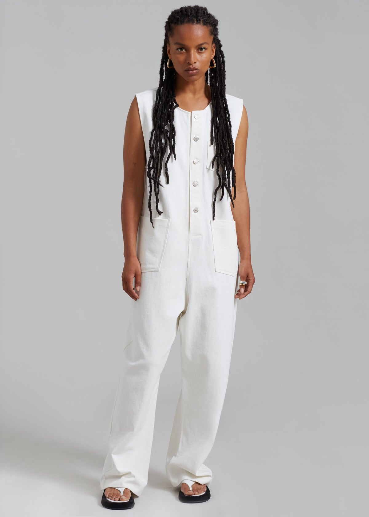 Looking for a Liv Denim Jumpsuit - White Auver-Fit to purchase