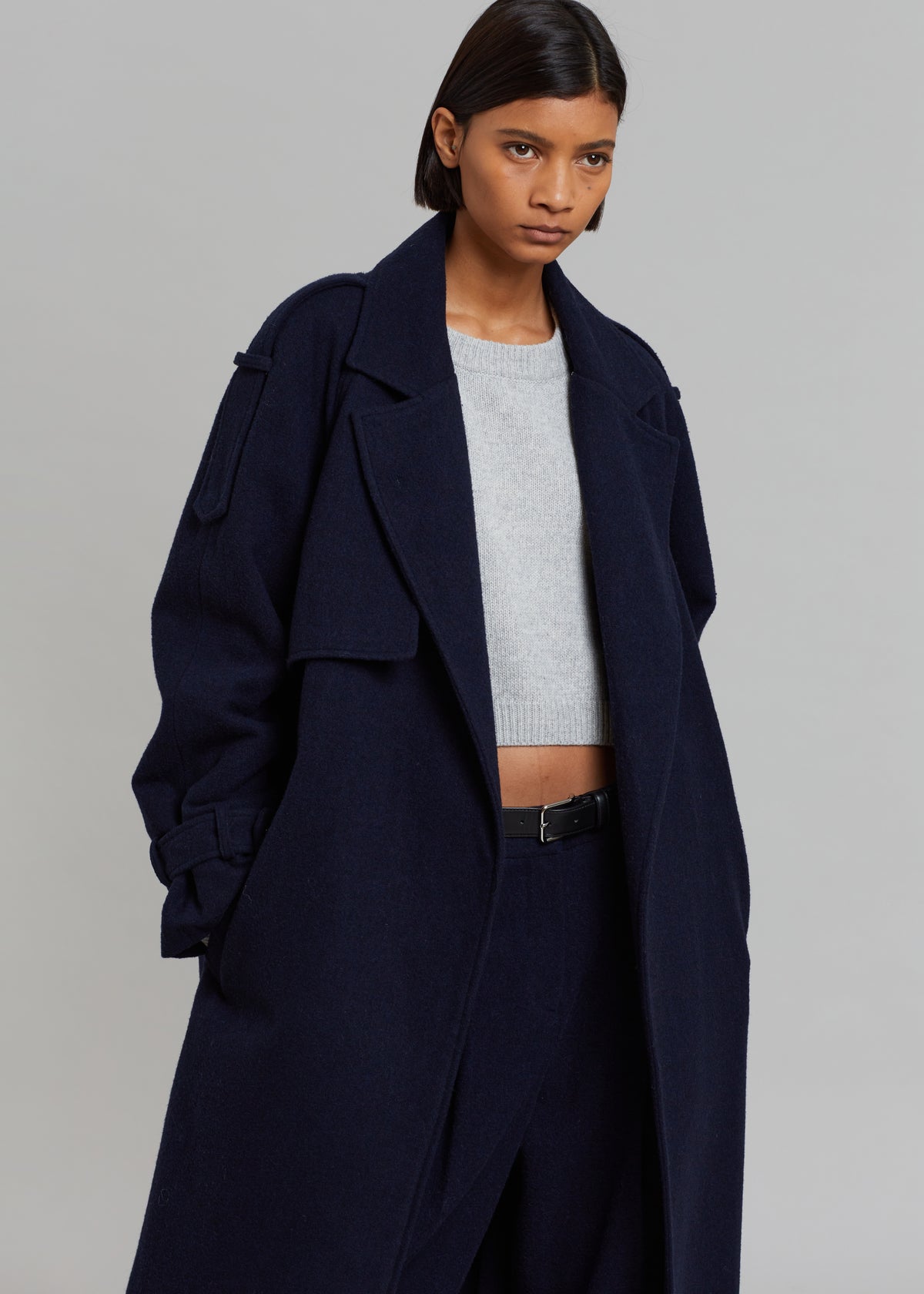 Suzanne Wool Trench Coat - Navy The Frankie Shop Visit us on-line