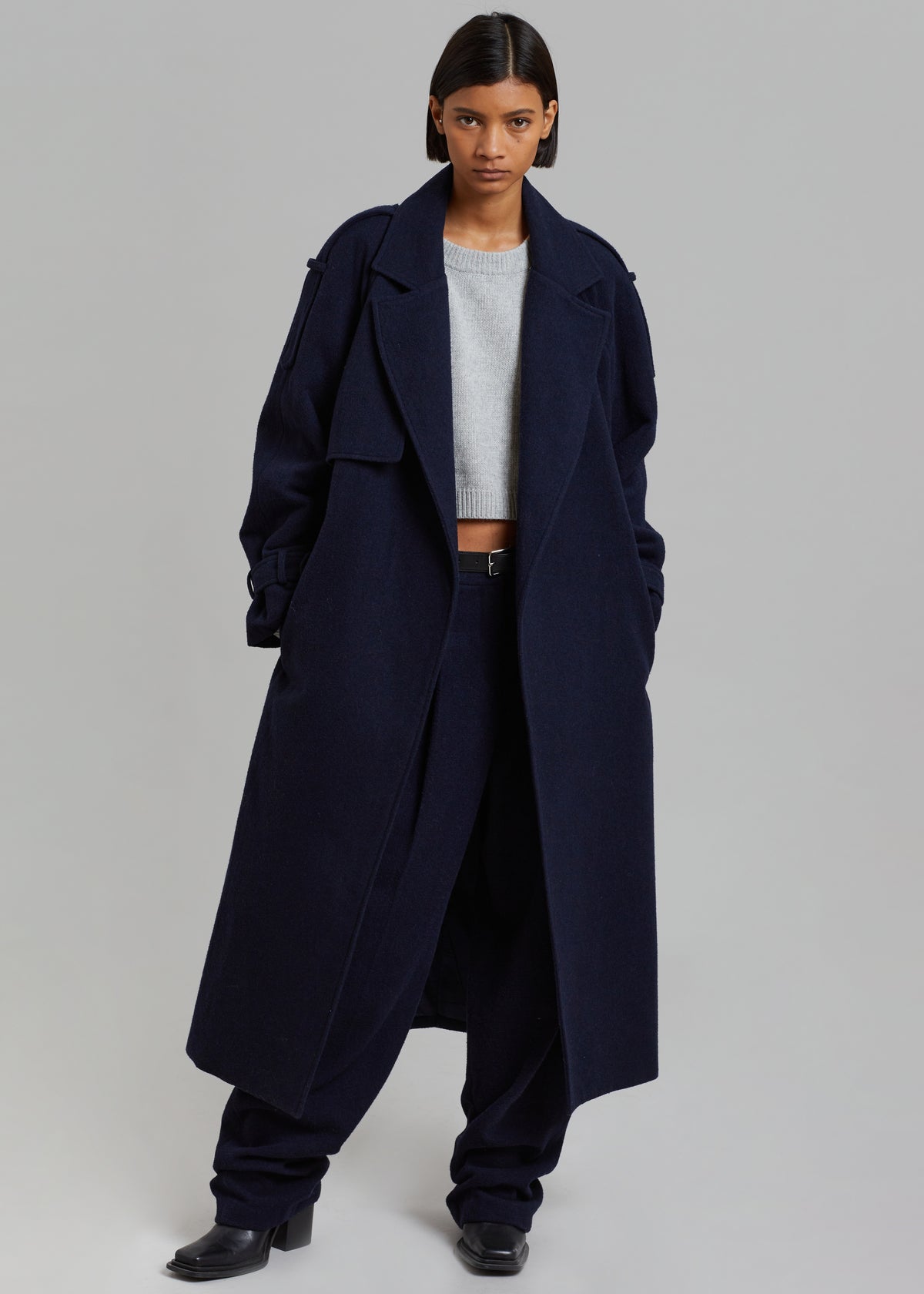 Suzanne Wool Trench Coat - Navy The Frankie Shop Visit us on-line